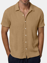 Load image into Gallery viewer, Men's Solid Color Casual And Comfortable Hidden Plaid Short-sleeved Shirt