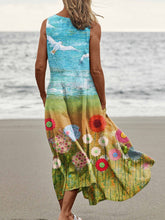 Load image into Gallery viewer, Women's Floral  Art Print Casual Linen Dress