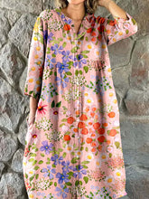 Load image into Gallery viewer, Women's 70s Vintage Meadow Floral Art Print Elegant Simple  Cotton Shirt Dress