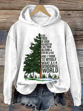 Load image into Gallery viewer, Retro Hippie Christmas I See Trees Of Green, Red Roses Too I See Them Bloom For Me And You And I Think To Myself What A Wonderful World Print Hoodie