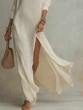 Load image into Gallery viewer, Bohemian One-Shoulder Textured Maxi Dress In Soft Ivory