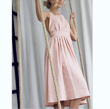 Load image into Gallery viewer, Cross Back Bow-tie /Lace Up Linen Dress