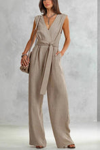 Load image into Gallery viewer, V-Neck Lace-Up Jumpsuit