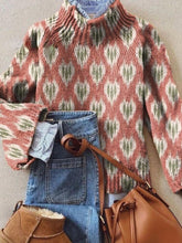 Load image into Gallery viewer, Women's Vintage Love Art Print Knit Turtleneck Pullover Sweater