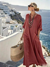 Load image into Gallery viewer, Ladies Loose Solid Pocket Dress
