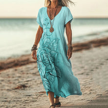 Load image into Gallery viewer, Women's Rose Leather Textured Linen Blend Dress
