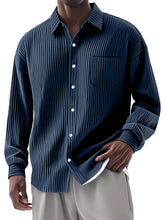 Load image into Gallery viewer, Men's Casual Simple Vertical Pit Strip Long-sleeved Lapel Shirt