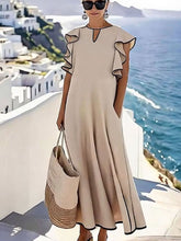 Load image into Gallery viewer, Women'S Holiday Loose Ruffled Cotton And Linen Dress