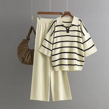Load image into Gallery viewer, Stylish Striped Top &amp; Solid Color Wide Leg Pants Two-Piece Set