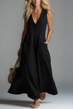 Load image into Gallery viewer, Pocket V-neck Solid Color Casual Dress