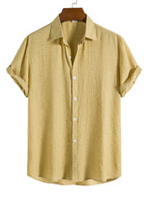 Load image into Gallery viewer, Men's Solid Color Casual And Comfortable Hidden Plaid Short-sleeved Shirt