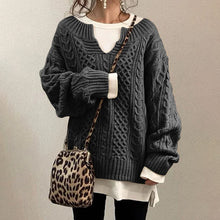 Load image into Gallery viewer, Casual Knit V Neck Linen Pattern Sweater