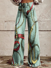 Load image into Gallery viewer, Women's Vintage Line Pattern Print Casual Wide Leg Pants