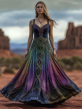 Load image into Gallery viewer, Women's Vintage Viking Celtic Knot Gradient Art Linen Vest Dress