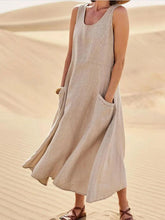 Load image into Gallery viewer, Women&#39;s Sleeveless Cotton And Linen Dress