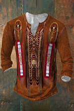 Load image into Gallery viewer, Men'S Vintage Tribal Ethnic Print Henry T-Shirt