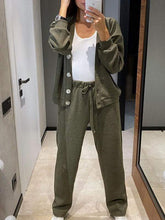 Load image into Gallery viewer, Women's Knitted Buttoned Jacket and Pants Two-piece Set