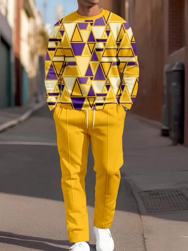 Men's Colorblock Round Neck Casual Sports Set 017