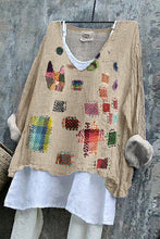 Load image into Gallery viewer, Women's Geometric Embroidered Textile Art Linen Blend Tunic
