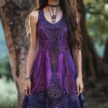 Load image into Gallery viewer, Vintage Lace Celtic Totem Printed Women's Linen Vest Dress
