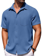 Load image into Gallery viewer, Men's Hawaiian Waffle Fabric Lapel Pocket Short Sleeve Shirt