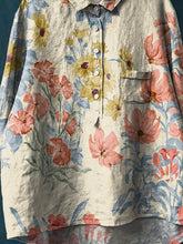 Load image into Gallery viewer, Women&#39;s Vintage Floral Art Print Casual Cotton And Linen Shirt