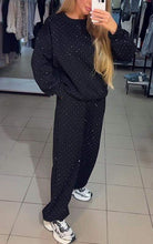 Load image into Gallery viewer, Women's Casual Round Neck Diamond Hooded Two Piece Suit