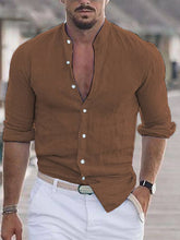 Load image into Gallery viewer, Men's Linen Shirt Shirt Summer Shirt Beach Shirt Collar Long Sleeve