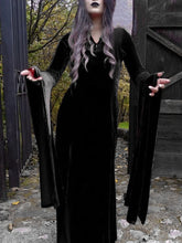 Load image into Gallery viewer, Women&#39;s Halloween Witch Lace Hollow Stitching Velvet Dress