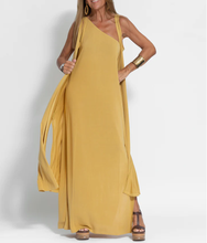 Load image into Gallery viewer, Elegant Solid Color One Shoulder Maxi Dress