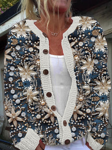 Women's Christmas Snowflake Print Cardigan