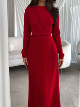 Load image into Gallery viewer, Elegant bright red pleated slim dress
