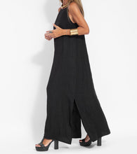 Load image into Gallery viewer, Elegant Solid Color Cotton Linen Sleeveless Long Dress