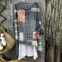 Load image into Gallery viewer, Vintage Patchwork Embroidery Art Linen Blend Blouse