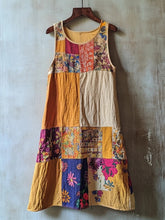 Load image into Gallery viewer, Vintage Boho Patchwork Linen Tank Dress ba01