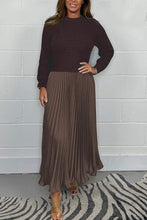 Load image into Gallery viewer, Women's solid color Long Sleeve Jumper &amp; Pleated Bottom Dress Fashion Trends