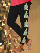 Load image into Gallery viewer, Women's Colorful Oil Painting Christmas Tree Print Leggings