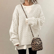 Load image into Gallery viewer, Casual Knit V Neck Linen Pattern Sweater