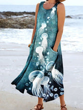 Load image into Gallery viewer, Women's Jellyfish Ocean Art Print Pocket Casual Resort Comfort Maxi Dress