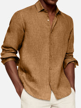 Load image into Gallery viewer, Men's Casual Solid Color Cotton Lapel Long-Sleeve Shirt