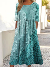Load image into Gallery viewer, Women's Casual Round Neck Half Sleeve Contrast Print Dress