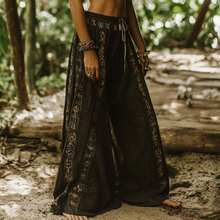Load image into Gallery viewer, Bohemian Holiday Style Retro Linen Floral Ethnic Totem Print Casual Pants