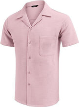 Load image into Gallery viewer, Men's Cuban Collar Pocket Waffle Basic Simple Everyday Casual Shirt