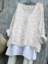 Load image into Gallery viewer, Floral Lace Embroidered Linen Blend Tunic