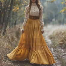 Load image into Gallery viewer, Women's Retro Country Pastoral Linen Style Long-sleeve Casual Maxi Long Dress