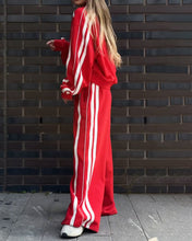 Load image into Gallery viewer, Casual V-Neck Striped Sweat &amp; Wide Leg Pants Two-Piece Set