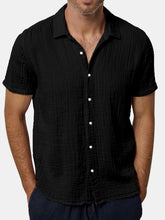 Load image into Gallery viewer, Men's Solid Color Casual And Comfortable Hidden Plaid Short-sleeved Shirt