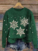 Load image into Gallery viewer, Snowflakes Pearls Jewelry Art Cozy Knit Sweater