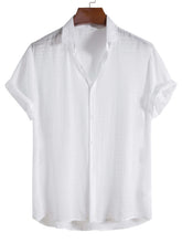 Load image into Gallery viewer, Men's Solid Color Casual And Comfortable Hidden Plaid Short-sleeved Shirt