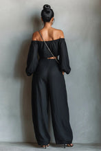 Load image into Gallery viewer, Women's Minimalist Linen Blend Strapless Long-sleeved Blouse And Wide-leg Pants Set